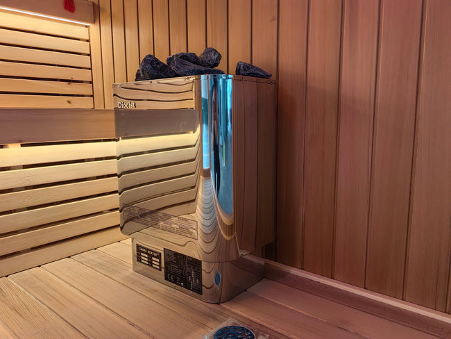 Cedar outdoor luxury bathroom shower room with a sauna combination, including a shower and a sauna room. It is equipped with an electric furnace and can be customized. Main Image