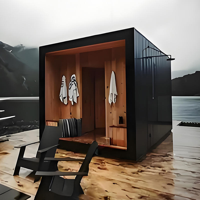 Custom - made outdoor square - shaped wooden steam saunas for 1 - 2 people at wholesale prices, suitable for use in gardens. Hover Image