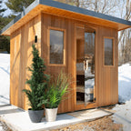 Affordable eco - friendly wooden outdoor square sauna for 4 people, made of red cedar