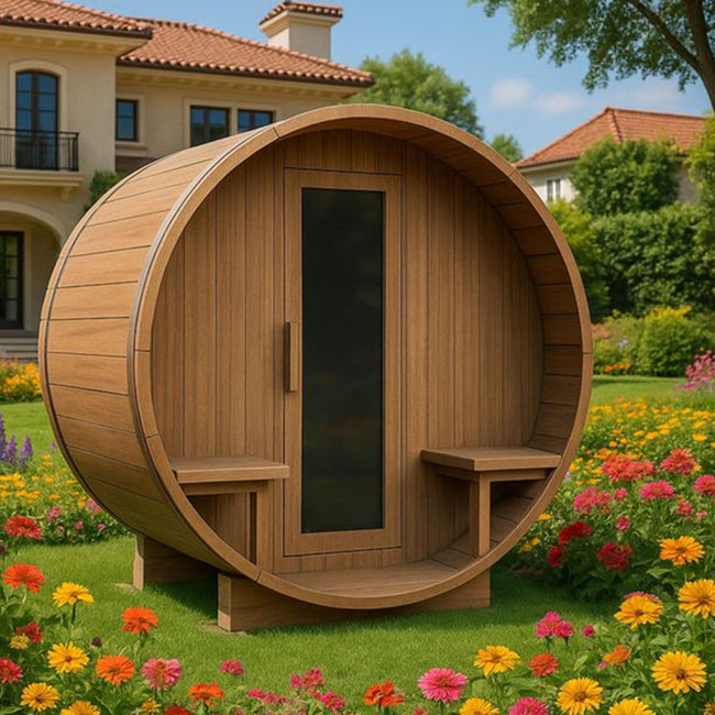 Hot - selling product: Fir barrel sauna, an outdoor sauna that offers a panoramic view. The wooden sauna barrel bathtub is used for health therapies. Hover Image