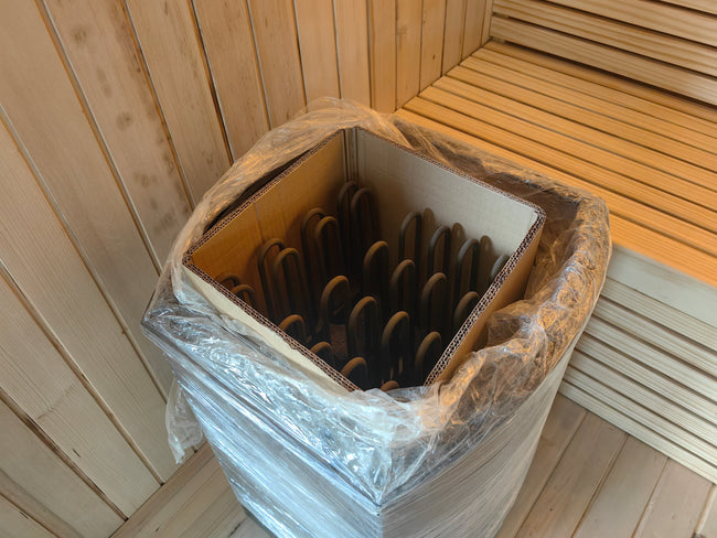 A 4 - person outdoor sauna made of Canadian red cedar, suitable for backyard family spa. It is an outdoor wooden sauna. Main Image