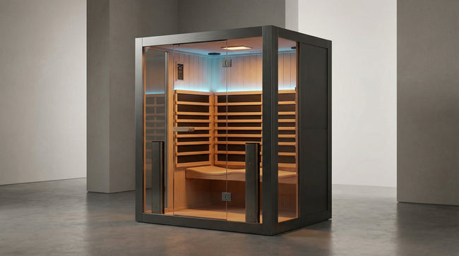 Durable square - shaped sauna. This outdoor wooden square sauna comes with LED lighting and is suitable for home spas. Hover Image