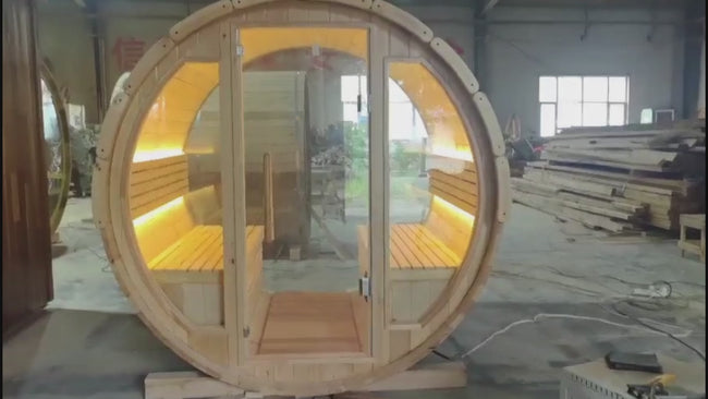 Wholesale of 1 - 2 person family - use red cedar (Canadian cedar) outdoor sauna barrels. Customization available. Hover Image