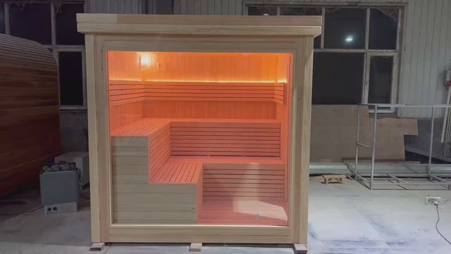 The 2026 multi - functional intelligent outdoor sauna can accommodate 2 - 6 people. It is made of red cedar and equipped with an electric furnace, and can be customized. Hover Image
